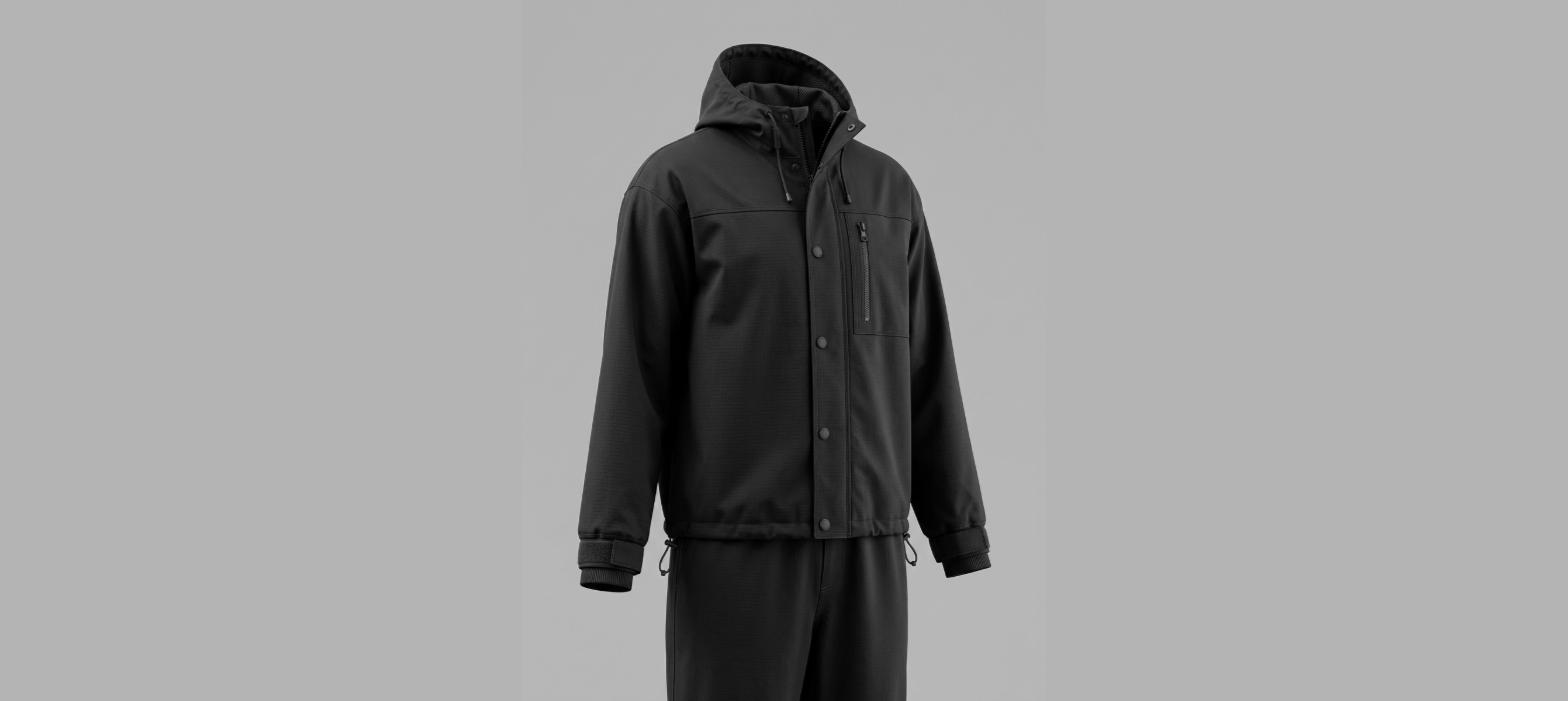 Technical shell jacket, generated product view on a plain ground
